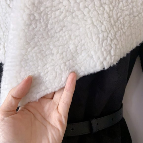 NWT! New Le Chateau Faux Fur Lapel Cardigan Shearling Jacket Coat - Picture 3 of 7